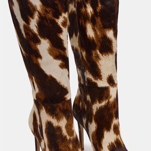 Steve Madden Brown and White Fur Boots